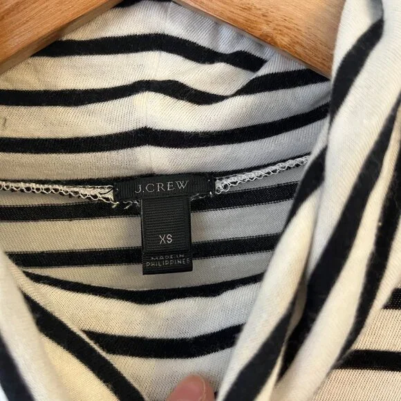 J Crew Tissue Turtleneck XS White Black Stripe Preppy Classic Basic Capsule - Picture 3 of 6
